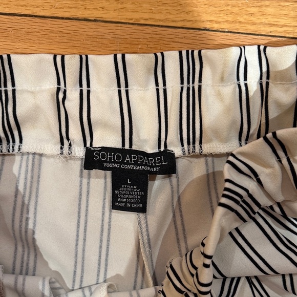 Soho Apparel Women’sStriped Chinos in Black and White - Picture 2 of 4